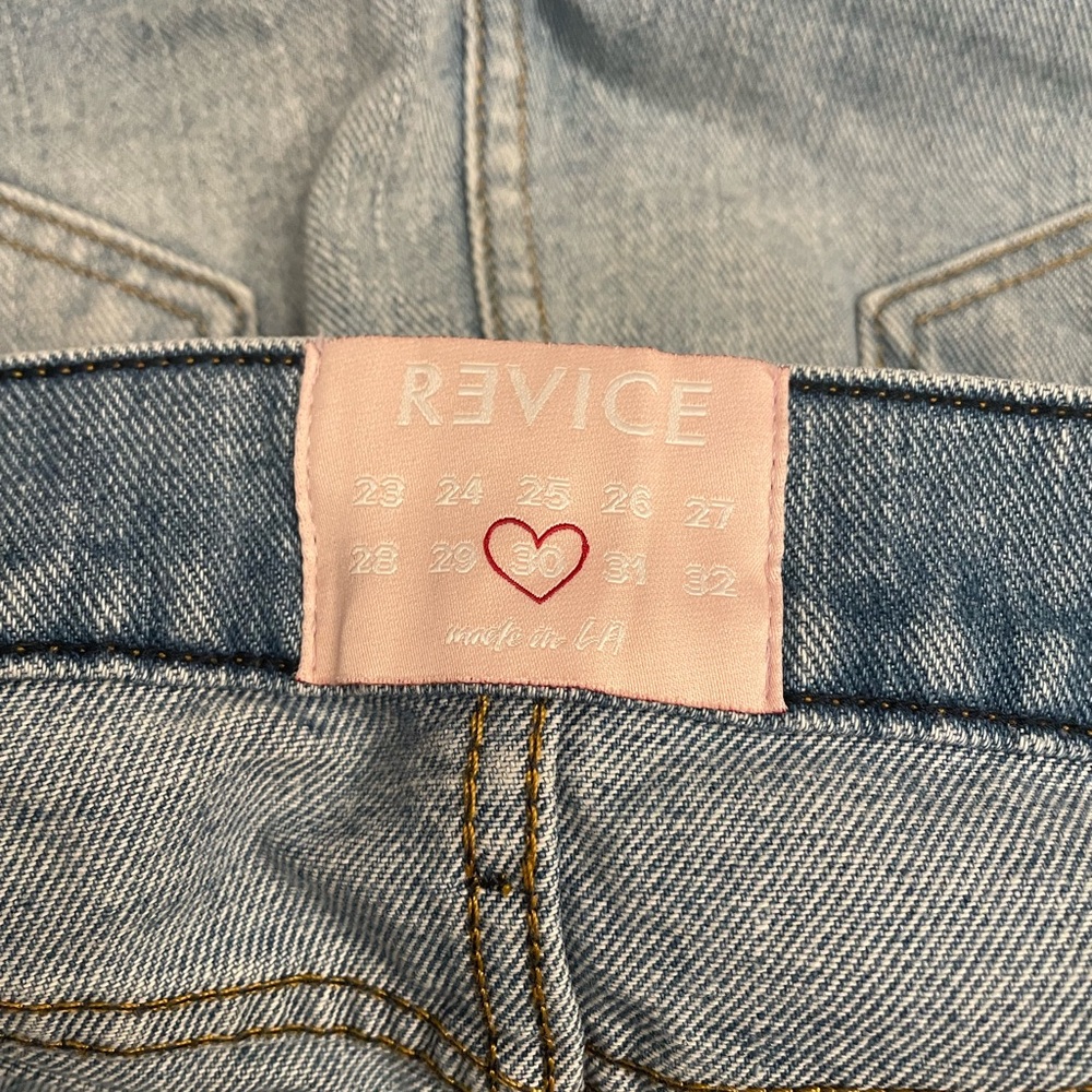 REVICE  Love at first sight  button Fly Patchwork Blue Jeans Women’s size 30 - Picture 2 of 14